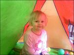 maria in a tent