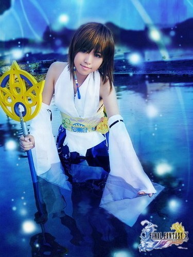 Yuna via FFX with a really fake looking staff.