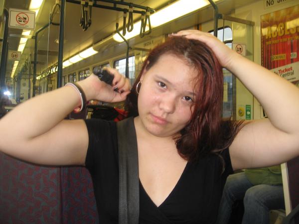 Just fixing myself up on the train, lol, it was raining. >_>