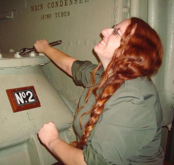 Tightening bolts causes me to burst into fits of giggles, every time. 
(HMS Queen Mary, Jan. 2009)