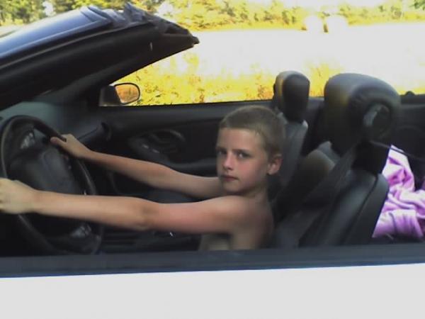 My little cousin thinks he can drive