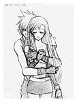 Cloud and Tifa in pencil
