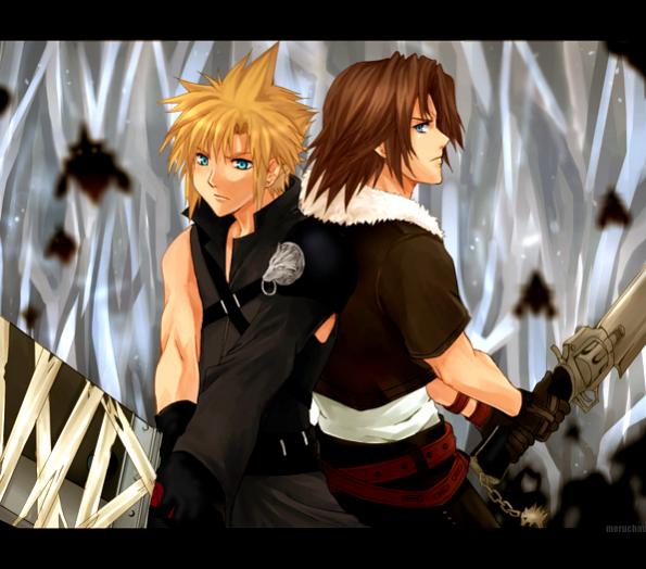 Cloud and Leon Back to Back kingdom hearts 1141369 596 525