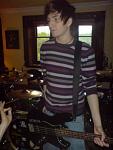 Me at a band practice. The instruments have names. This bass is Stephanie. Don't ask why.