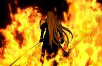 Sephiroth in the flames of Nibelheim. One of the better known Sephiroth images.