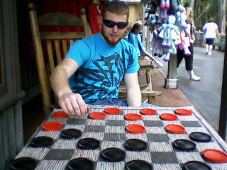 Me playing checkers in Dollyworld, TN