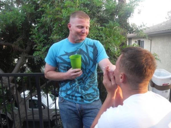 Me and my buddy Matt messing around at a friend's party.