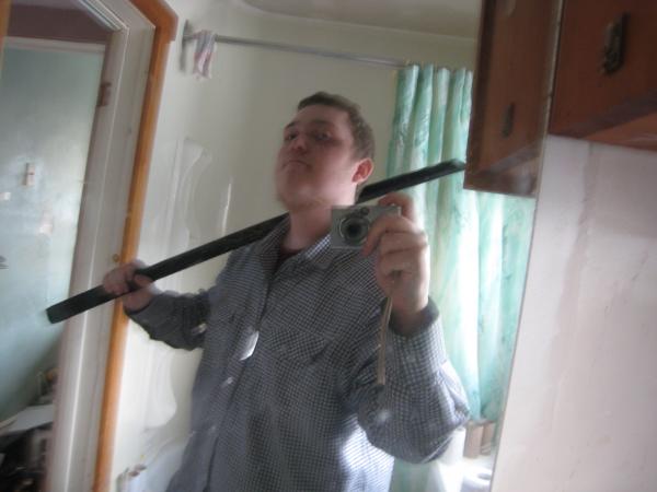 Me And My Brand New Full Black Bokken Katana(Wooden Practice Samurai Sword) With Etching Of A Dragon On It.