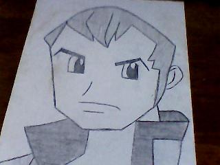 This is a picture I made of Norman, one of the Gym Leaders of the Hoenn region in Pokemon Sapphire.  It is done in pencil.  I made it by using the manual that came with the game.  I was not about to use my GBA's battery up just to draw a picture.