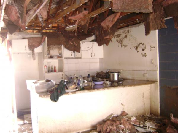 Kitchen. Before we left, we put our couch on the kitchen bench, because we thought the water was only going to come up to the bench.