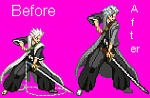 comparison between the original Hitsugaya sprite and the new Elyon sprite.