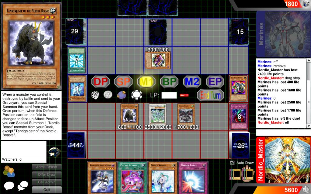 I love playing the game online on Dueling Network, when I'm not doing anything else anyway. 

I hate it when people just tell me what to do, instead of letting me read the card. So I had to teach the guy I'm not some noob, and didn't hold back on him. And as you can see, I was in the middle of doing an awesome combo when he finally quit on me. Shame :3